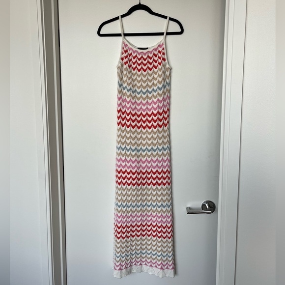 Rachel Zoe Red and Pink Chevron Knit Maxi Dress - Picture 3 of 4